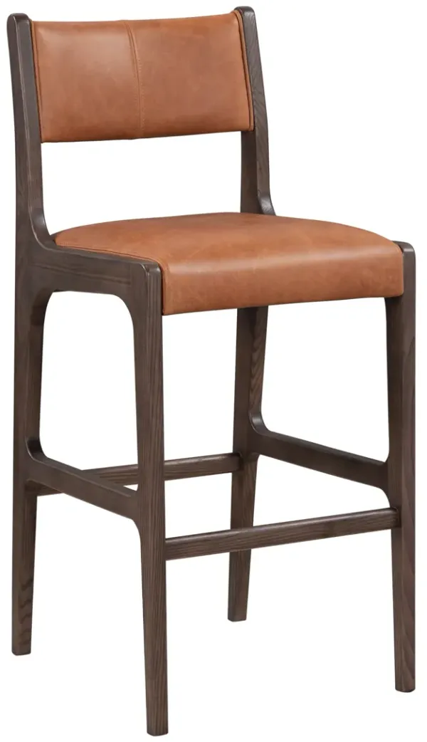 Wayne 42" Top Grain Leather Autumn Brown Brown Stool