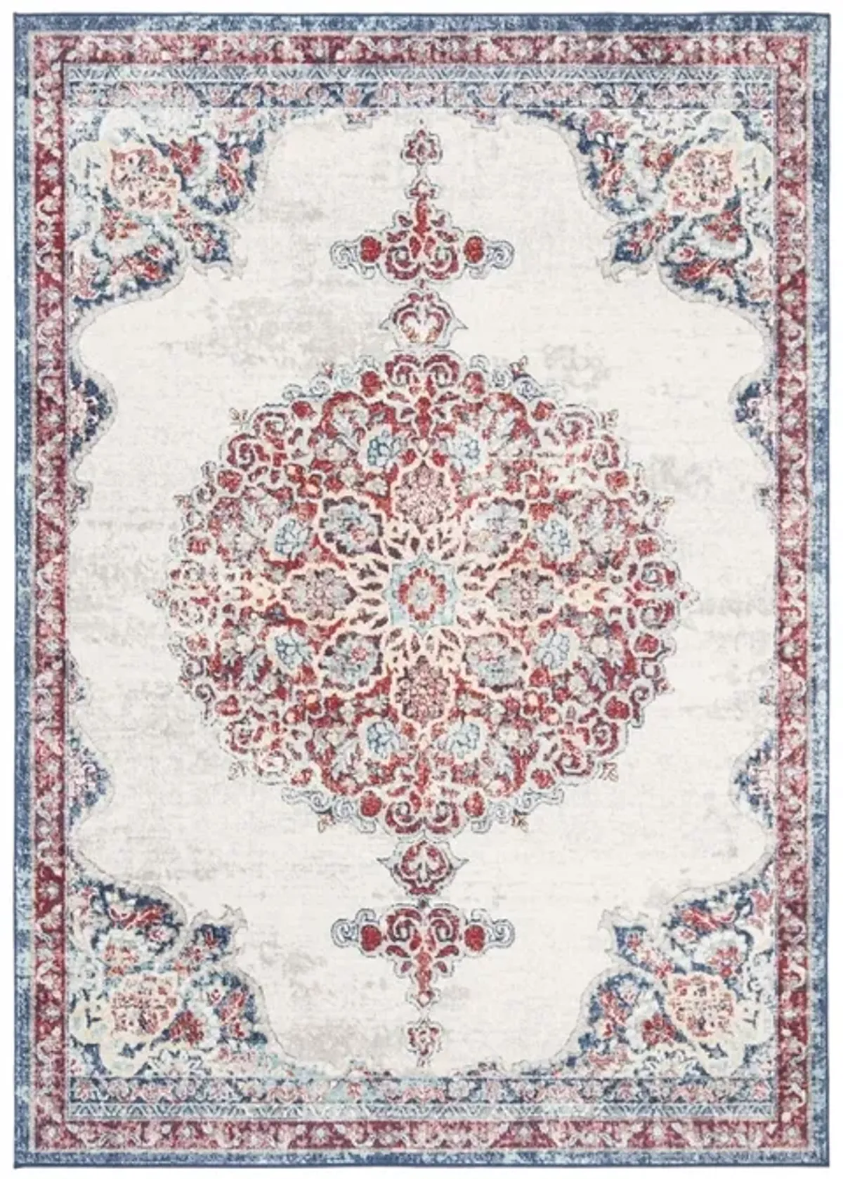 Brentwood 867 Ivory / Red 3' X 5' Small Rectangle Powerloomed Rug