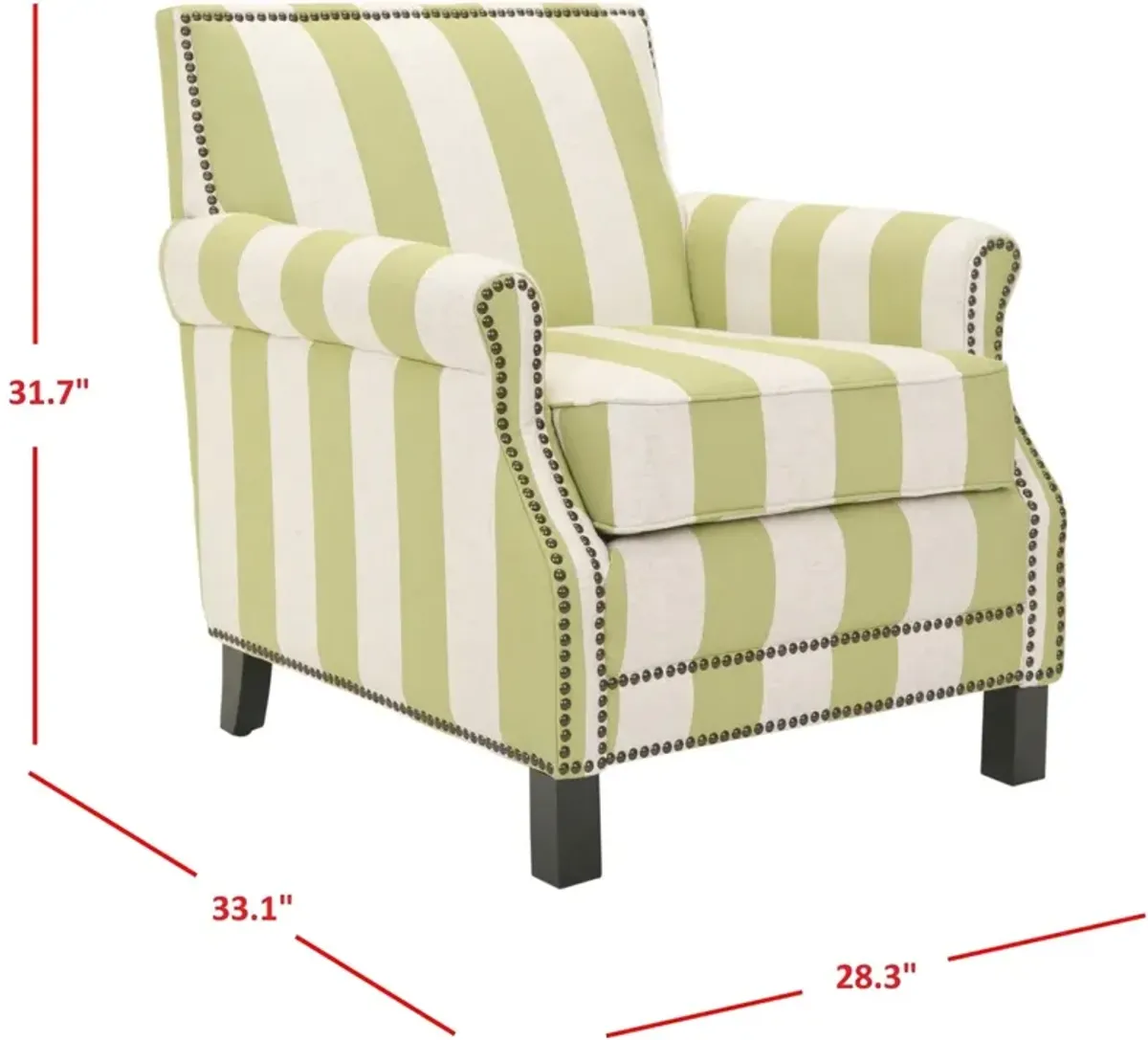 EASTON CLUB CHAIR WITH STRIPES - BRASS NAIL HEADS 