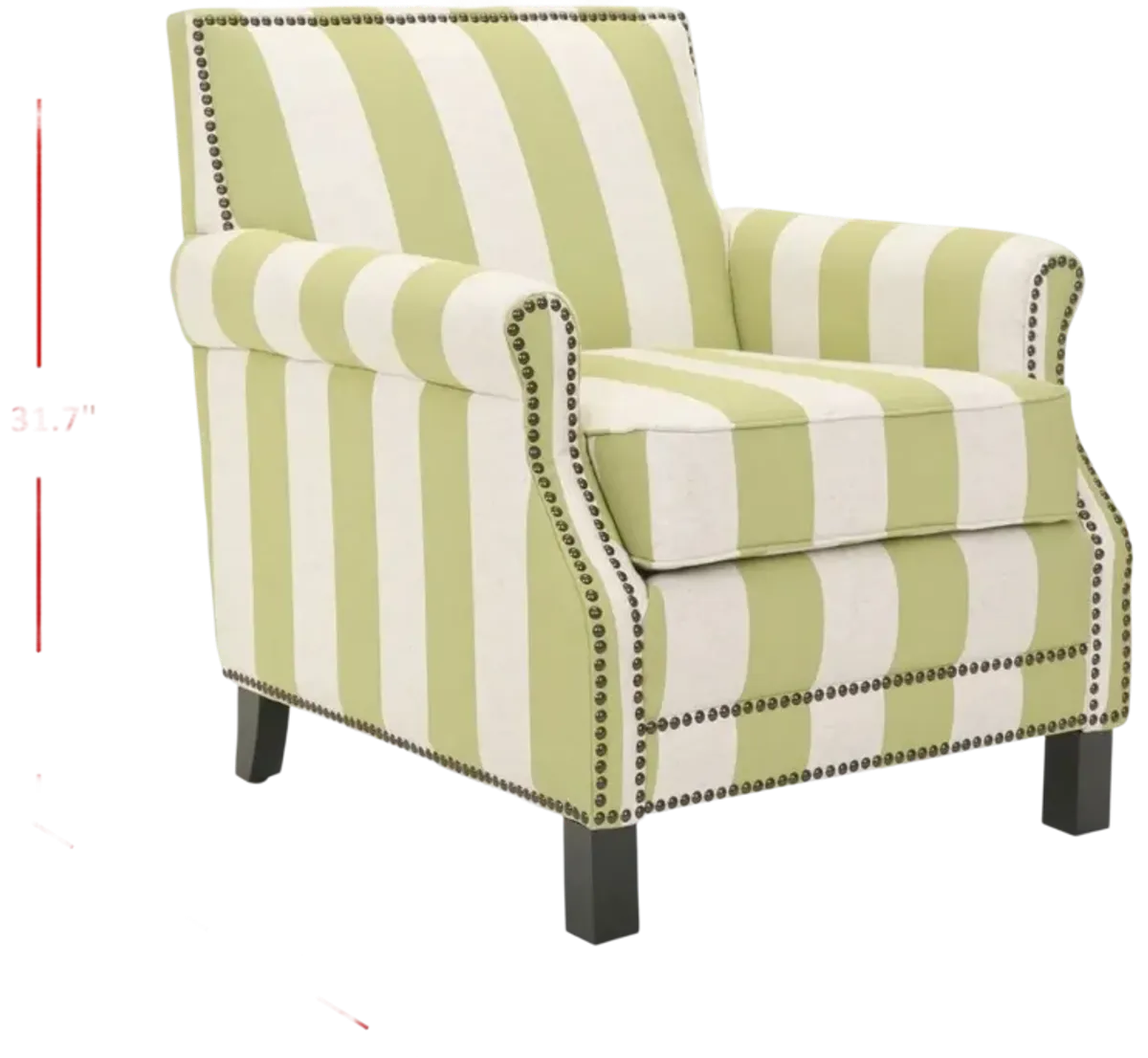 EASTON CLUB CHAIR WITH STRIPES - BRASS NAIL HEADS 