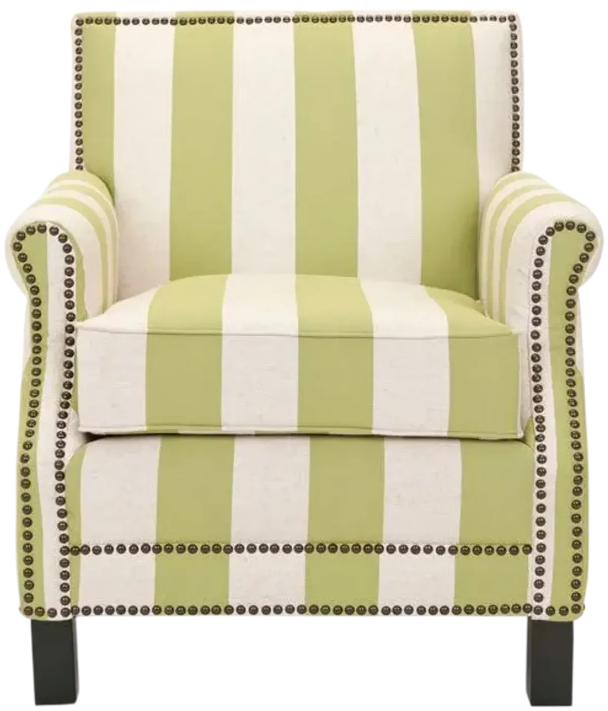 EASTON CLUB CHAIR WITH STRIPES - BRASS NAIL HEADS 