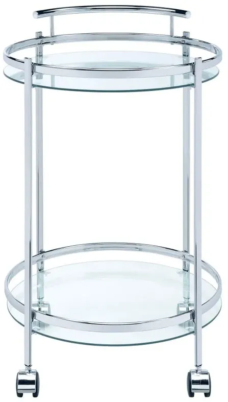 Chrissy 2-tier Round Glass Bar Cart Chrome