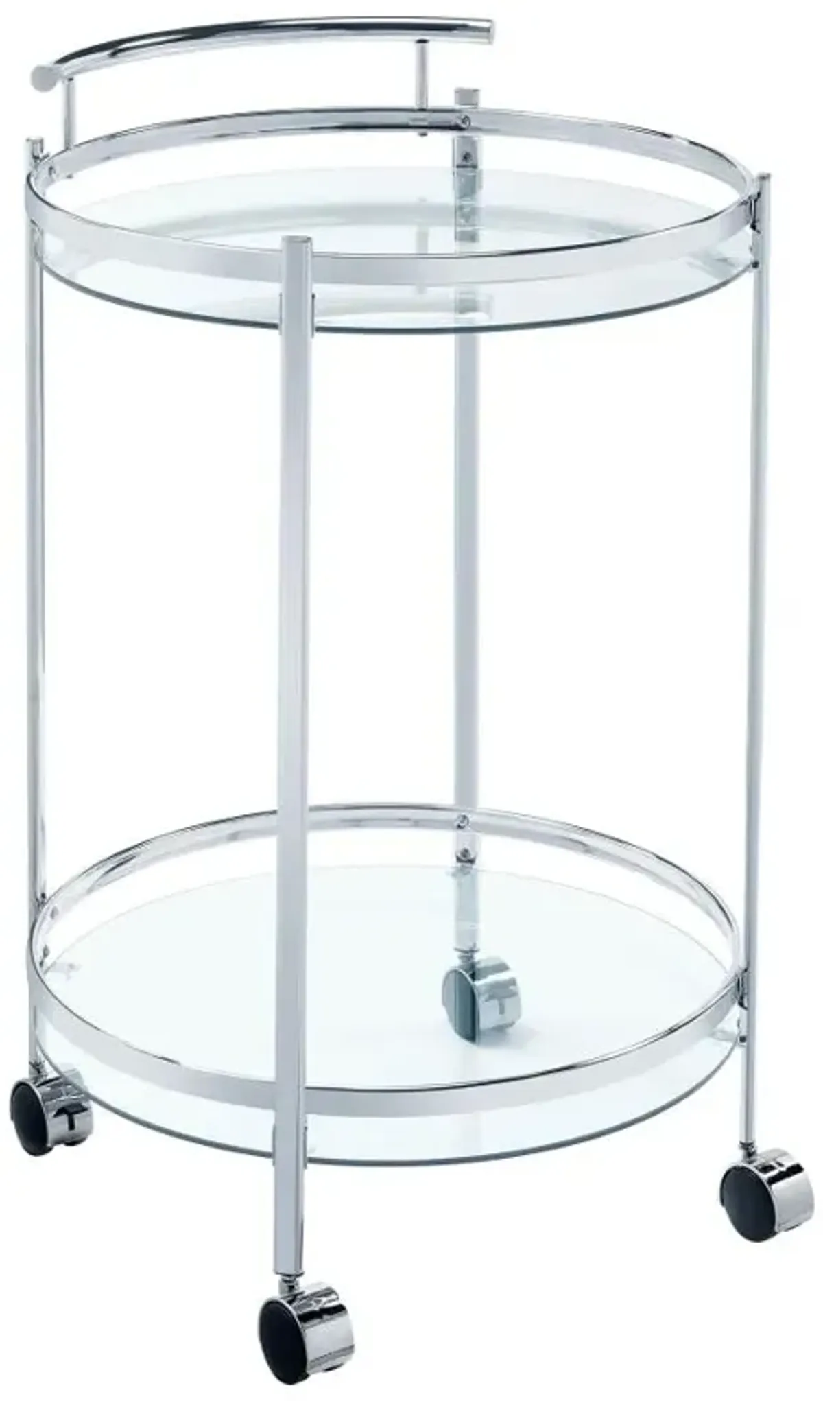 Chrissy 2-tier Round Glass Bar Cart Chrome