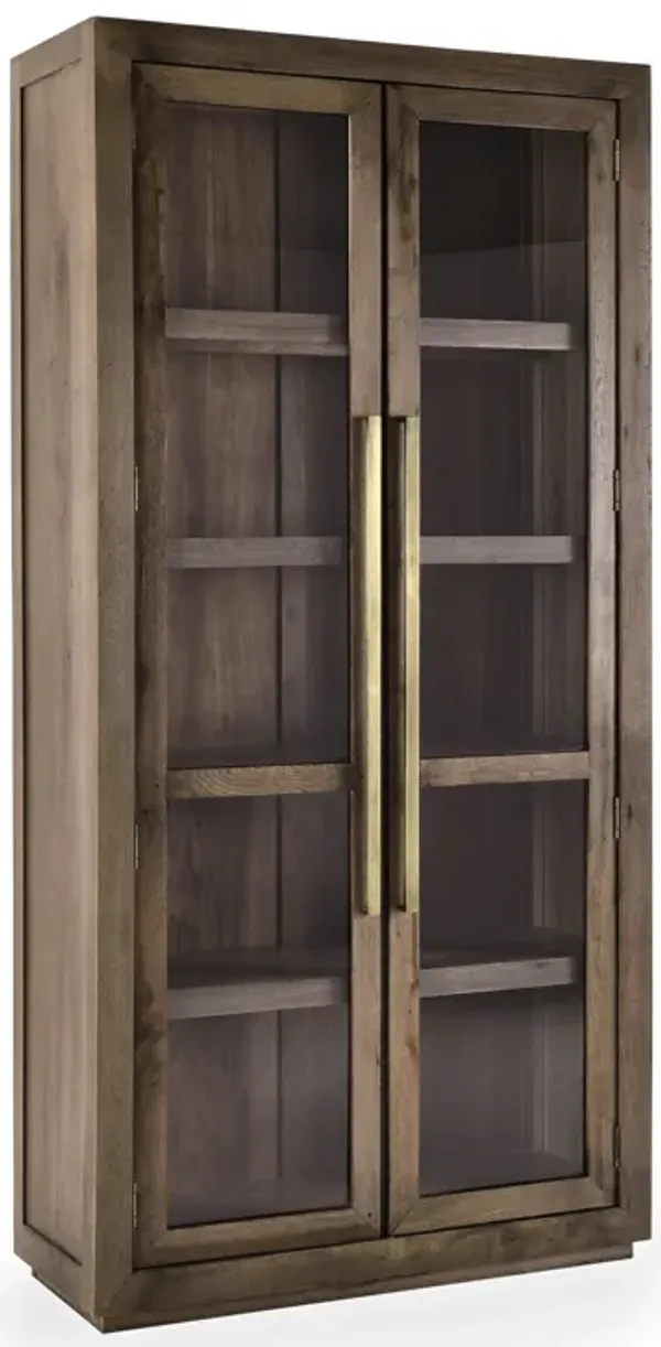 Bradley Tall Oak Wood Cabinet In Brown
