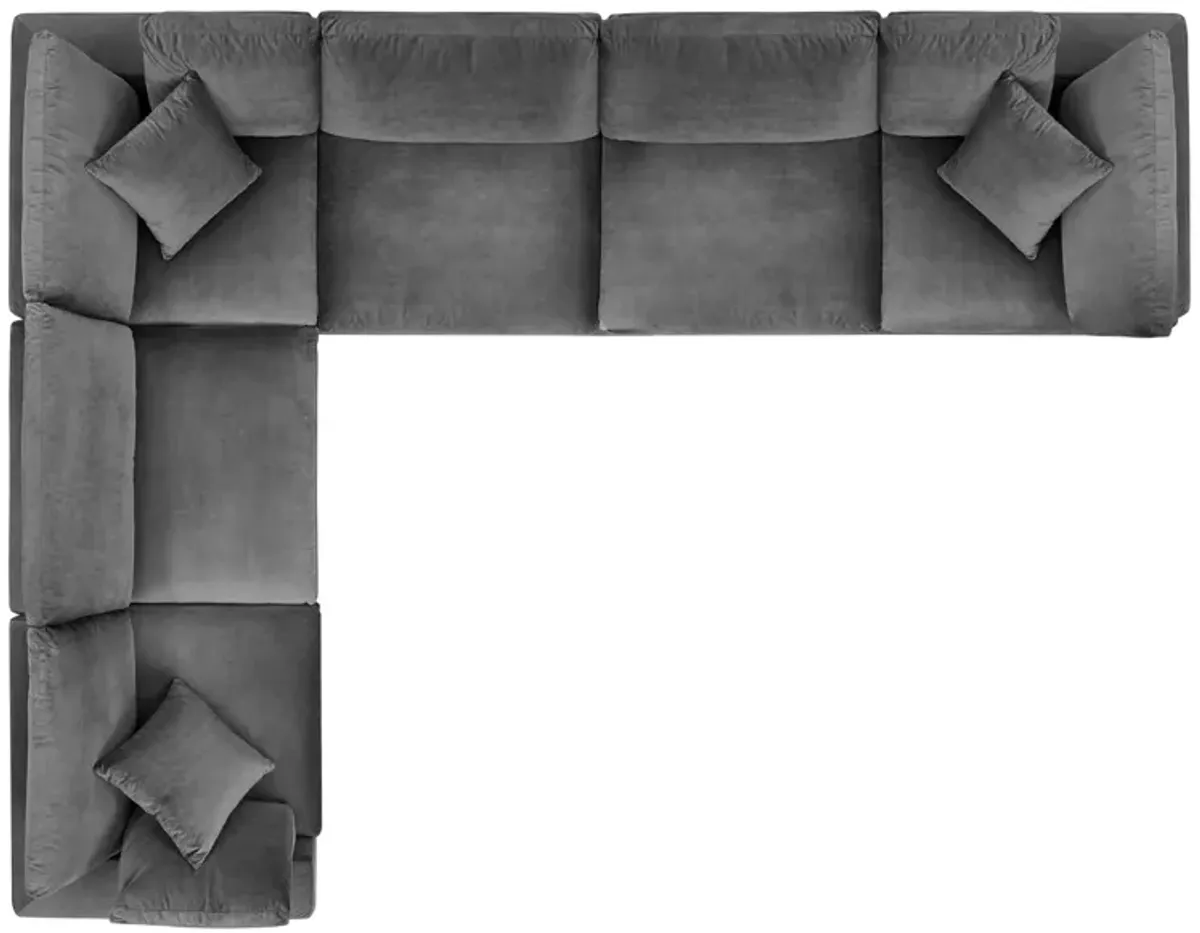 Commix Down Filled Overstuffed Performance Velvet 6-Piece Sectional Sofa