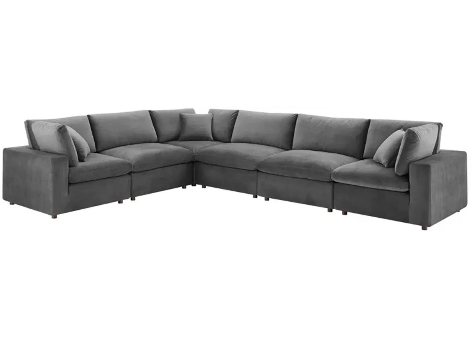 Commix Down Filled Overstuffed Performance Velvet 6-Piece Sectional Sofa