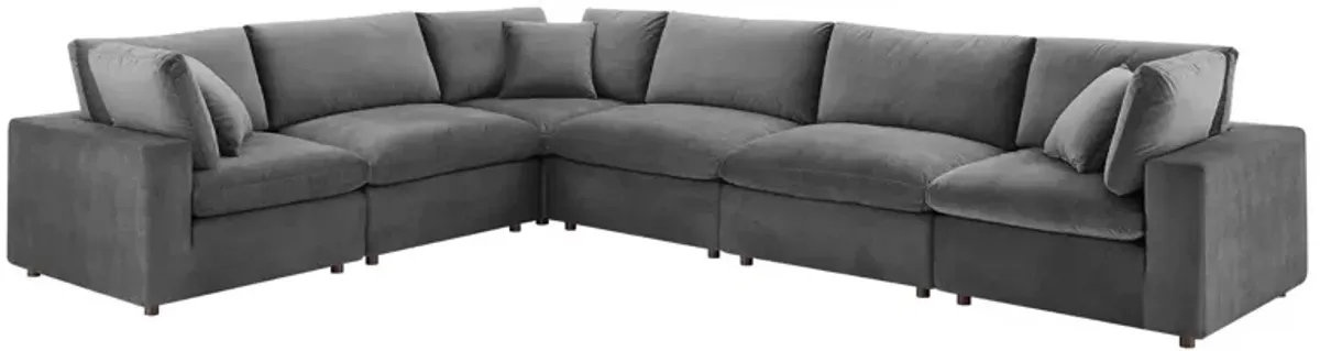 Commix Down Filled Overstuffed Performance Velvet 6-Piece Sectional Sofa