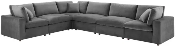 Commix Down Filled Overstuffed Performance Velvet 6-Piece Sectional Sofa