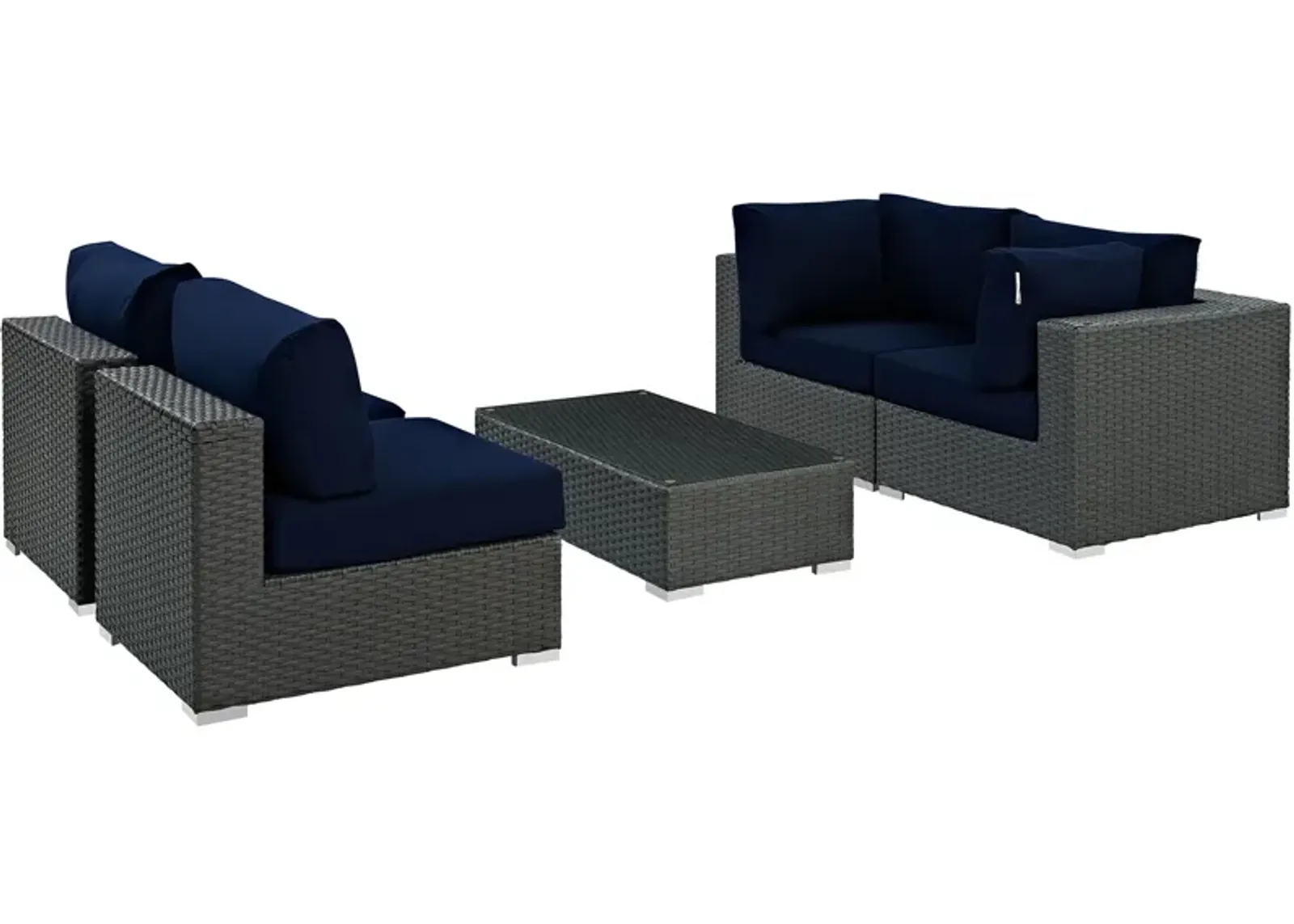 Sojourn 5 Piece Outdoor Patio Sunbrella® Sectional Set