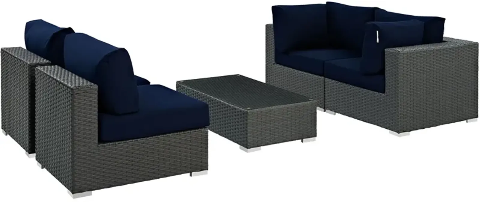 Sojourn 5 Piece Outdoor Patio Sunbrella® Sectional Set