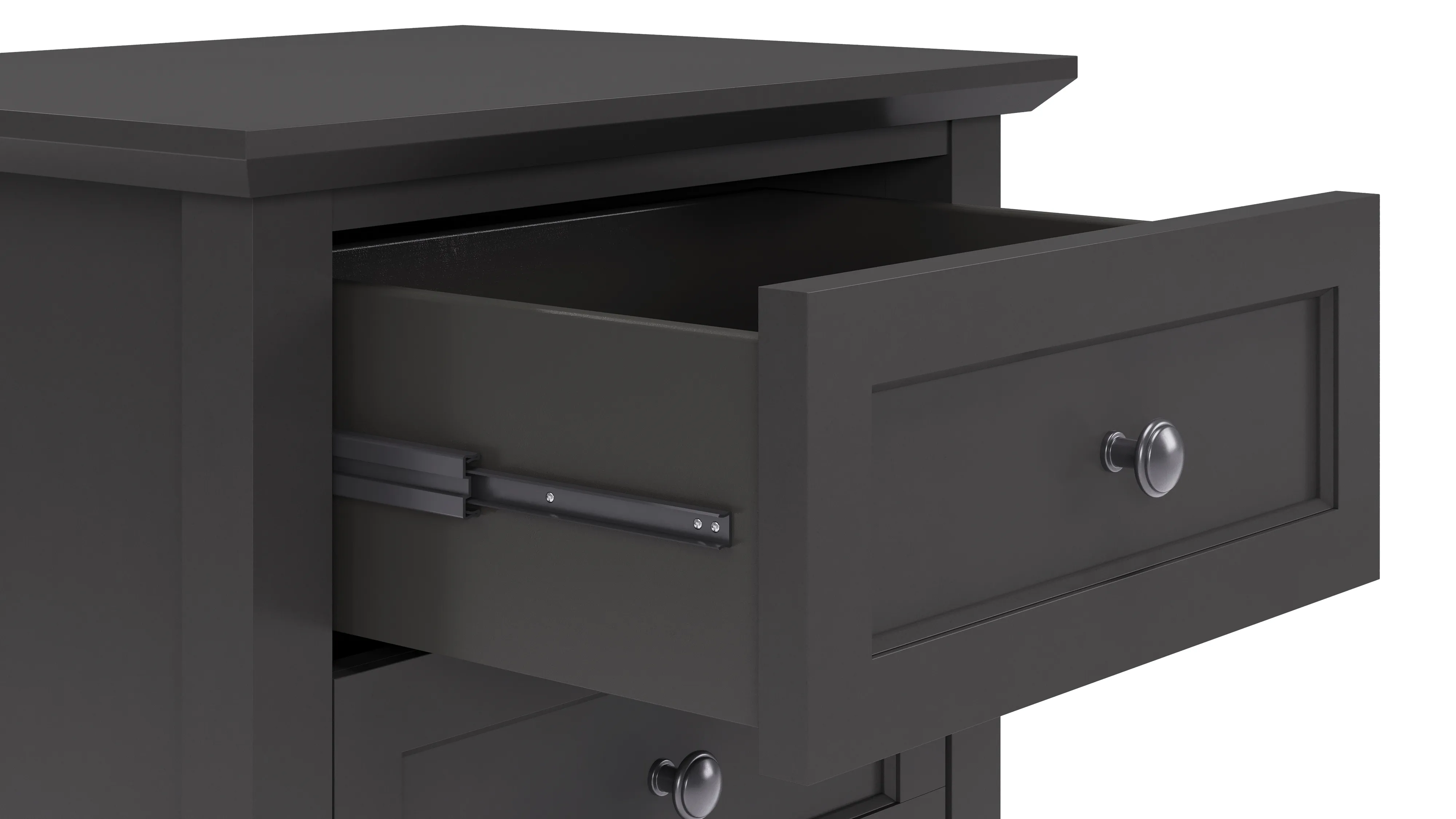 Grace Three Drawer Nightstand in Raven Black