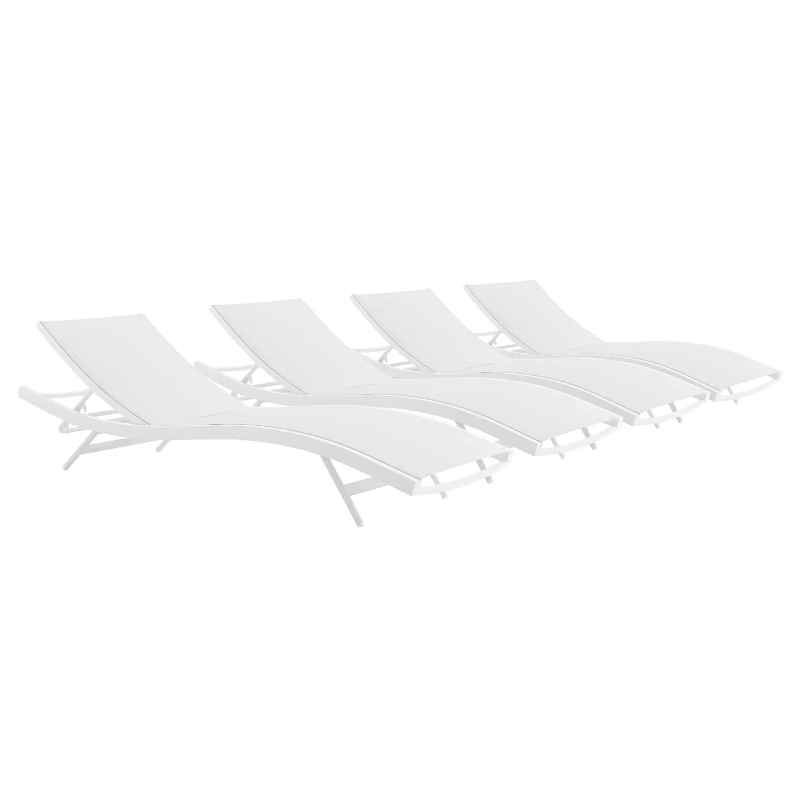 Glimpse Outdoor Patio Mesh Chaise Lounge Set of 4