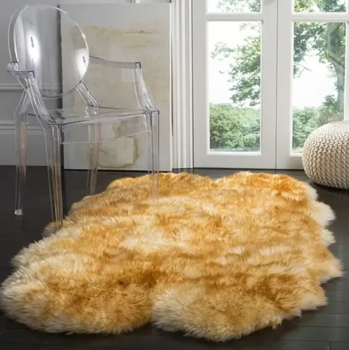 SHEEP SKIN 121 Yellow 3'-7' x 6'-0' Small Rectangle Rug