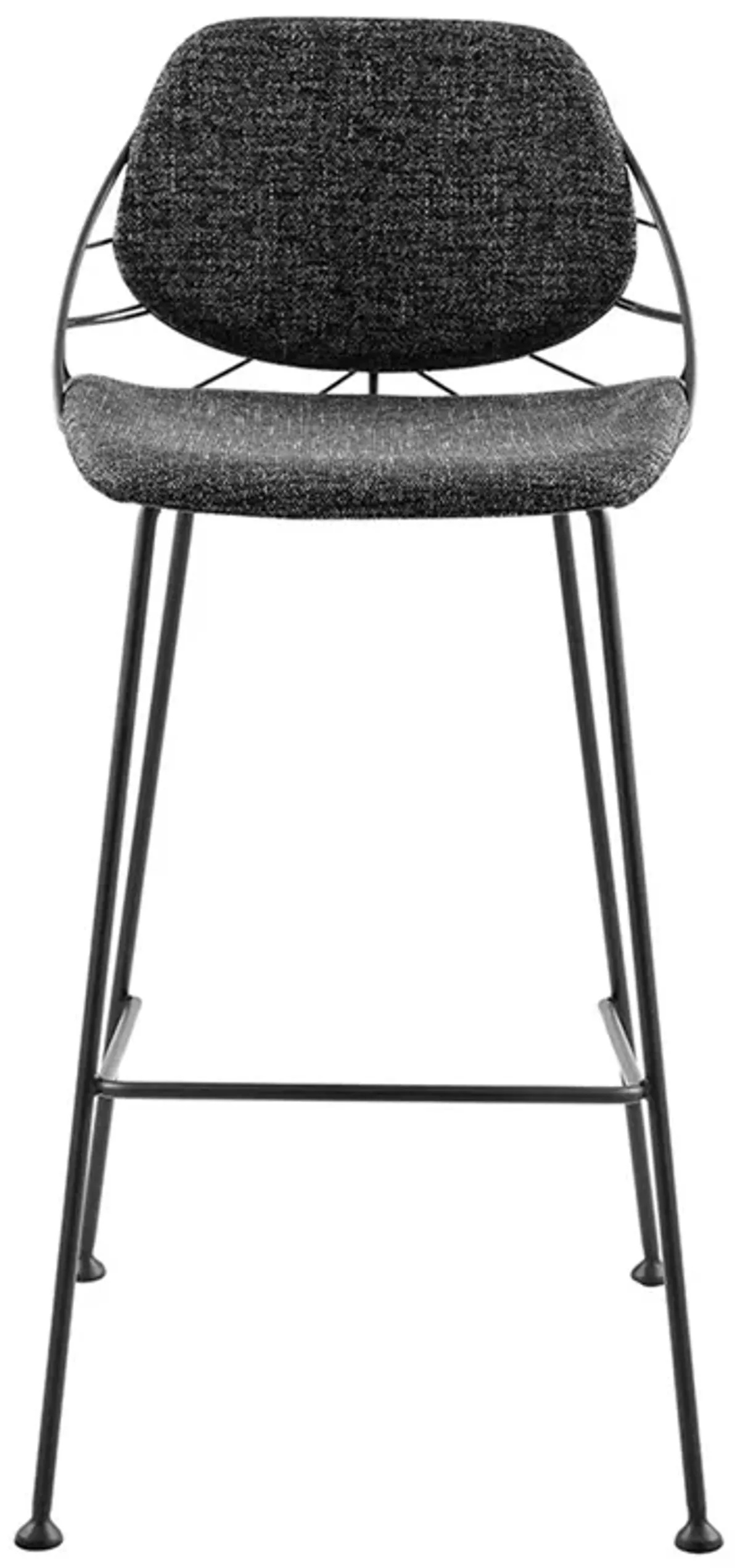 Linnea-B Bar Stool In Black Fabric with Matte Black Frame and Legs - Set Of 2