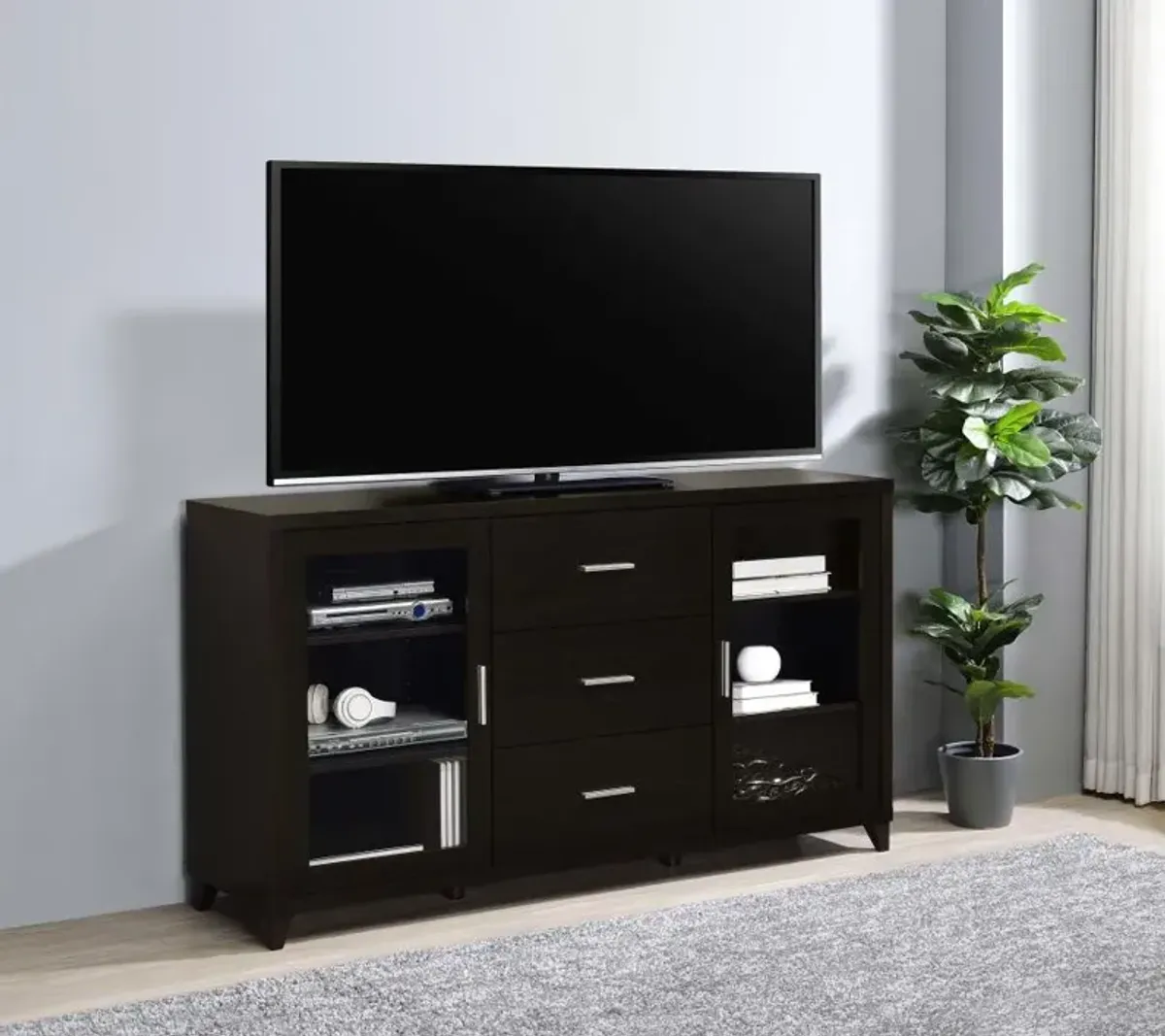 Lewes 2-door TV Stand with Adjustable Shelves Cappuccino