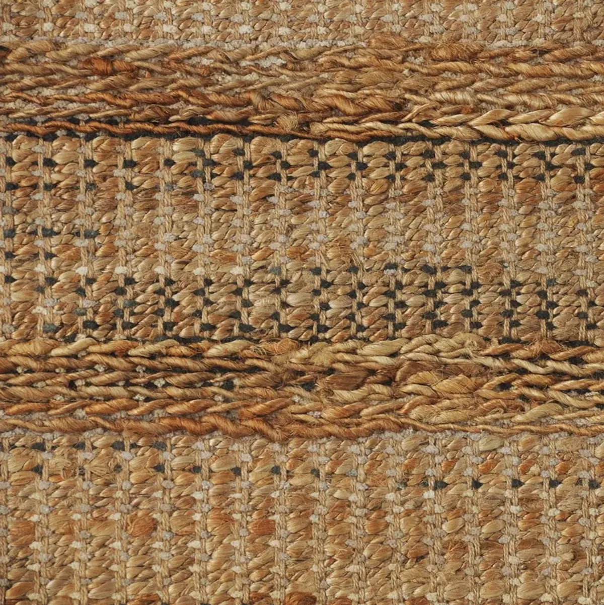 Earl Natural Tan Striped Farmhouse Jute Blend Indoor Area Rug 7'9" x 9'9"