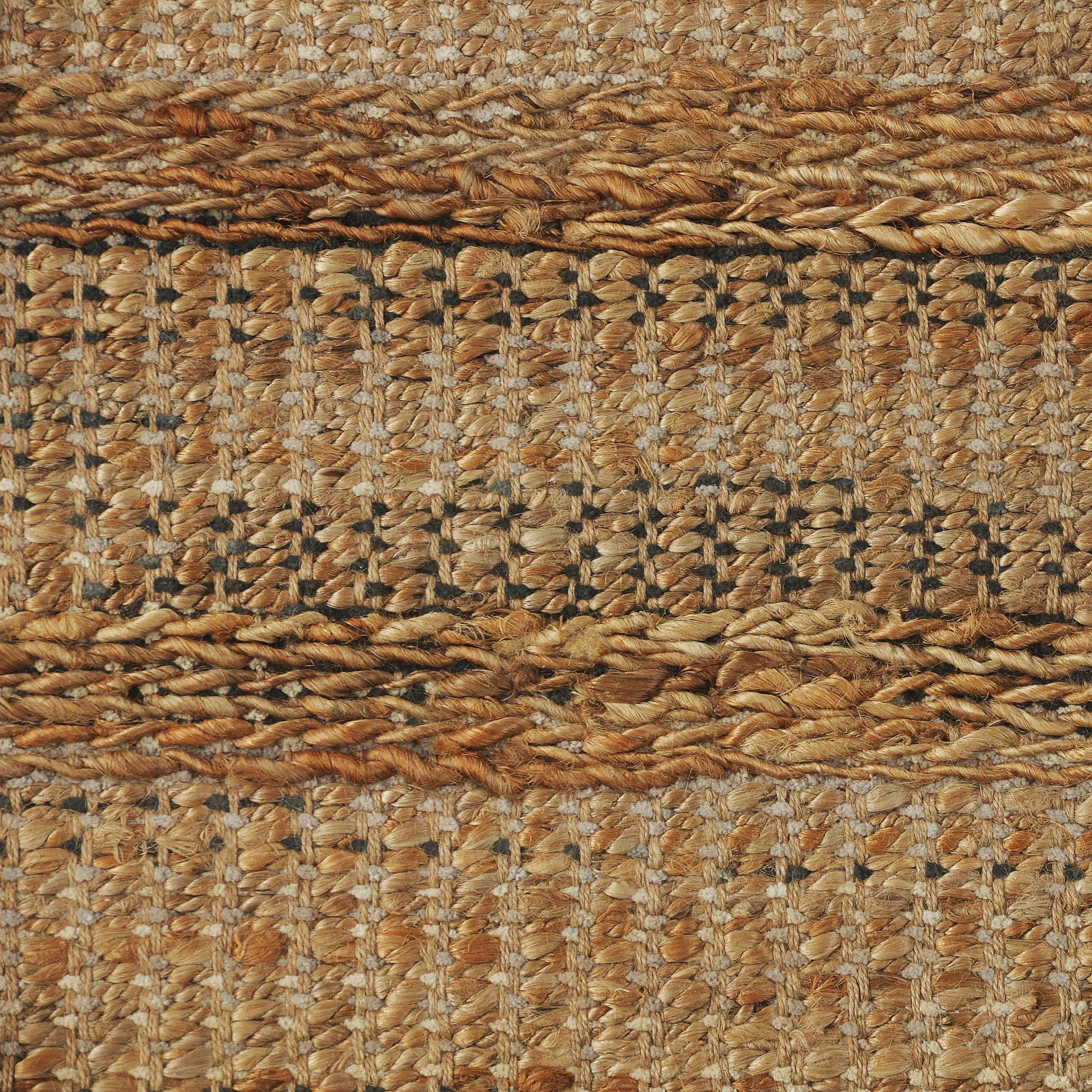 Earl Natural Tan Striped Farmhouse Jute Blend Indoor Area Rug 7'9" x 9'9"