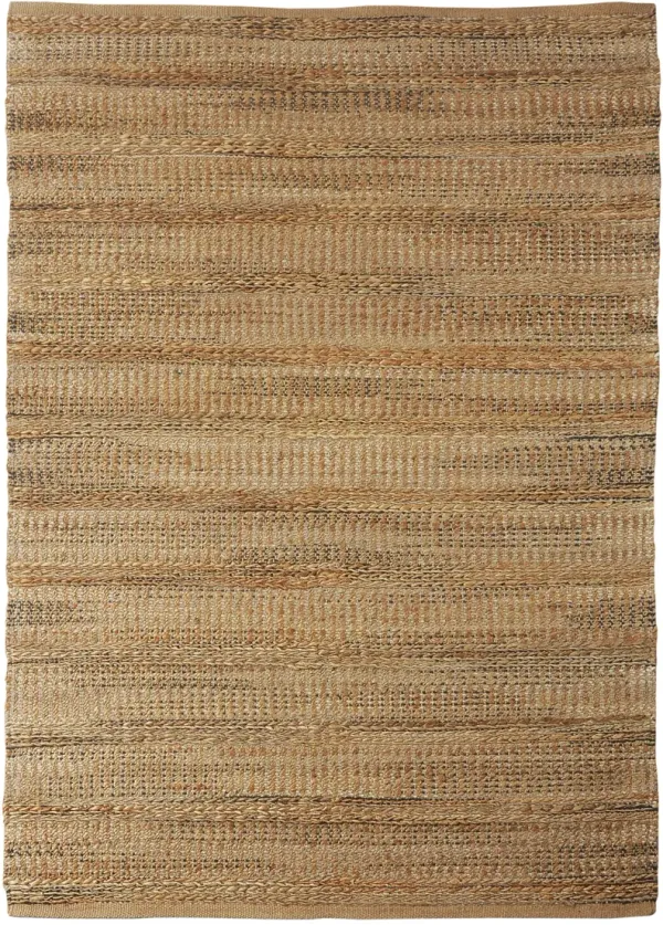 Earl Natural Tan Striped Farmhouse Jute Blend Indoor Area Rug 7'9" x 9'9"