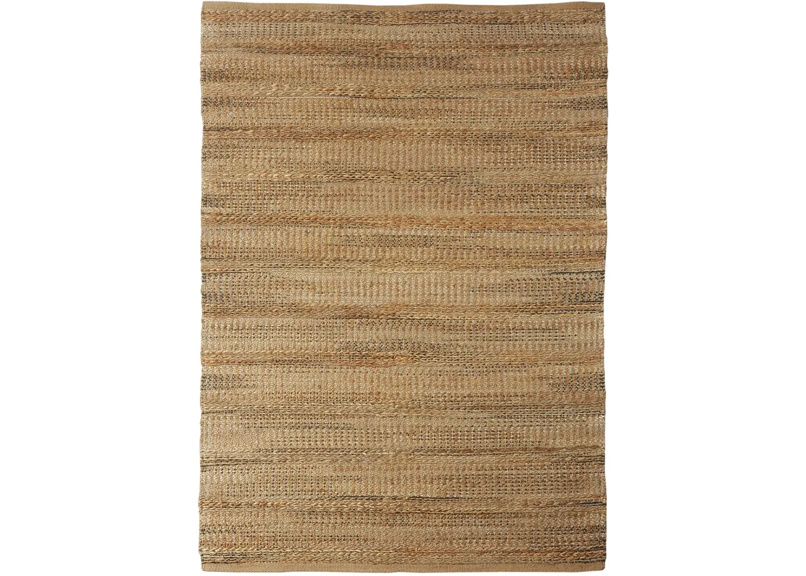 Earl Natural Tan Striped Farmhouse Jute Blend Indoor Area Rug 7'9" x 9'9"