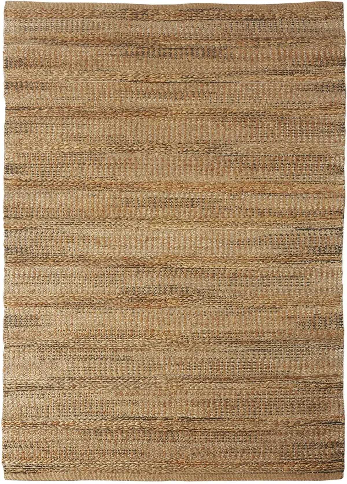 Earl Natural Tan Striped Farmhouse Jute Blend Indoor Area Rug 7'9" x 9'9"