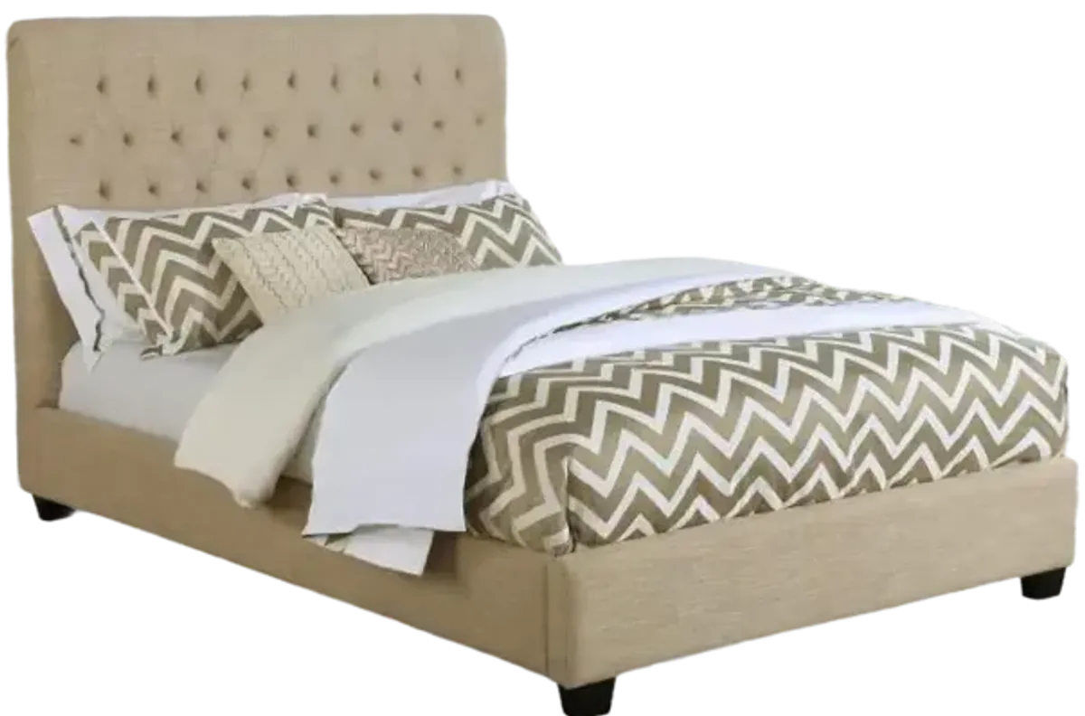 Chloe Tufted Upholstered Queen Bed Oatmeal