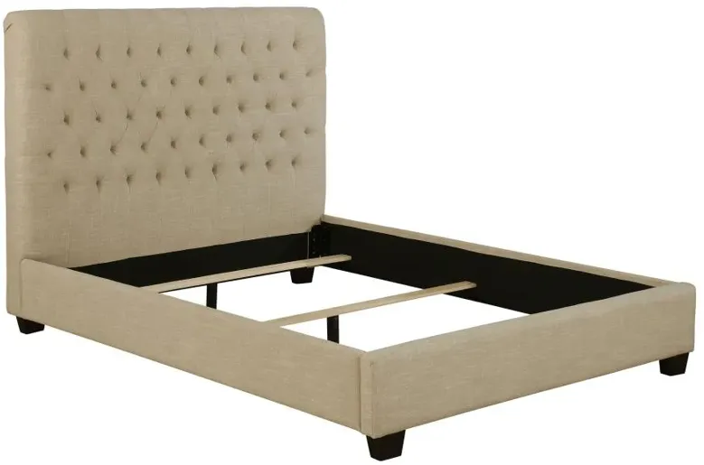 Chloe Tufted Upholstered Queen Bed Oatmeal