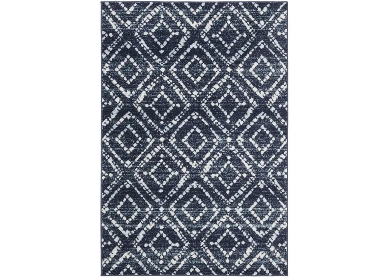 Adirondack Contemporary Navy / Ivory 2'-6" X 12' Powerloomed Rug