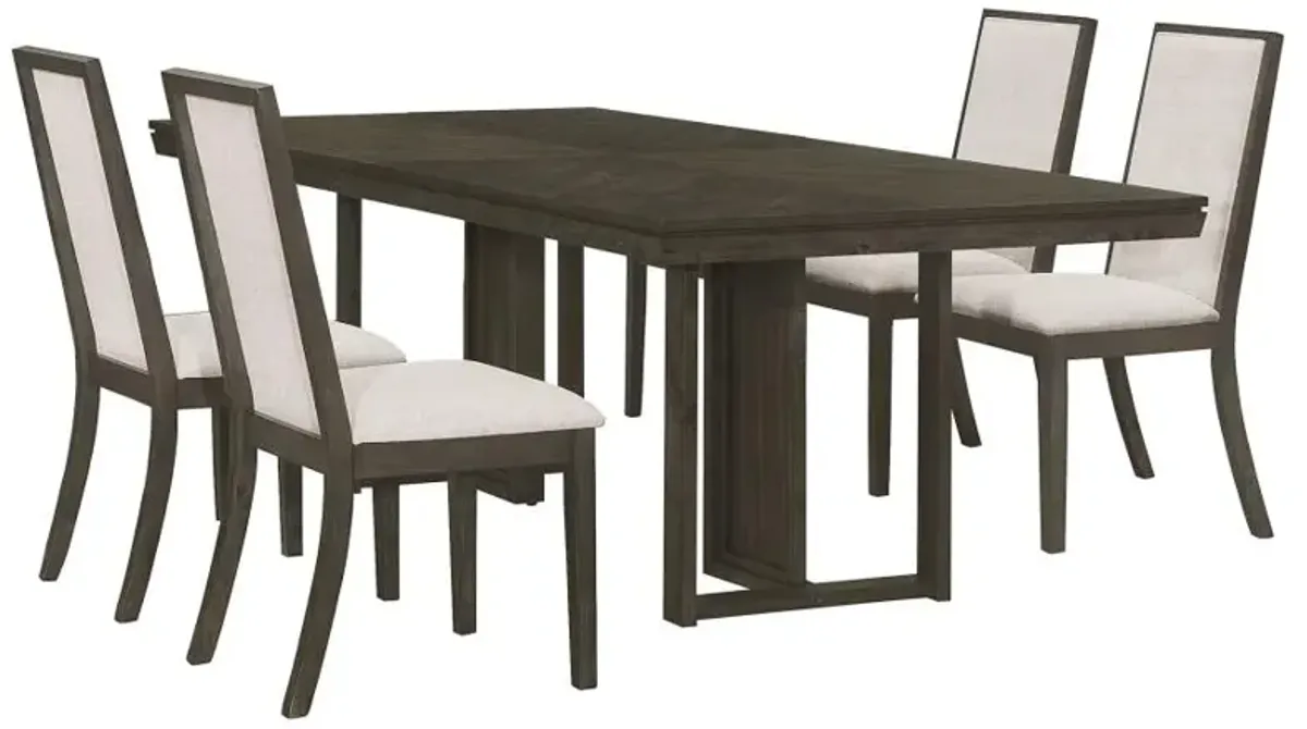 Kelly 5-piece Rectangular Dining Table Set Beige and Dark Grey