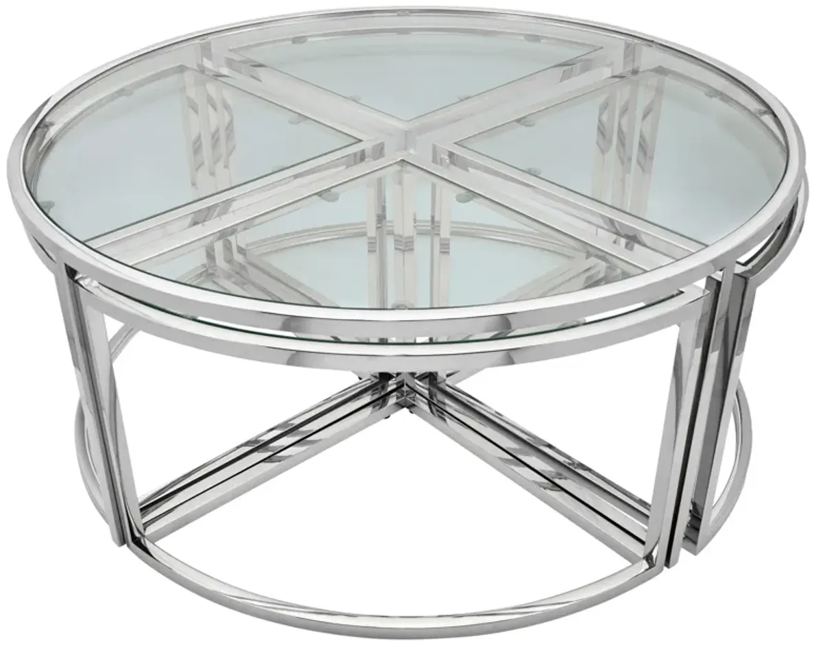 Metal Pull Out Coffee Table, Silver