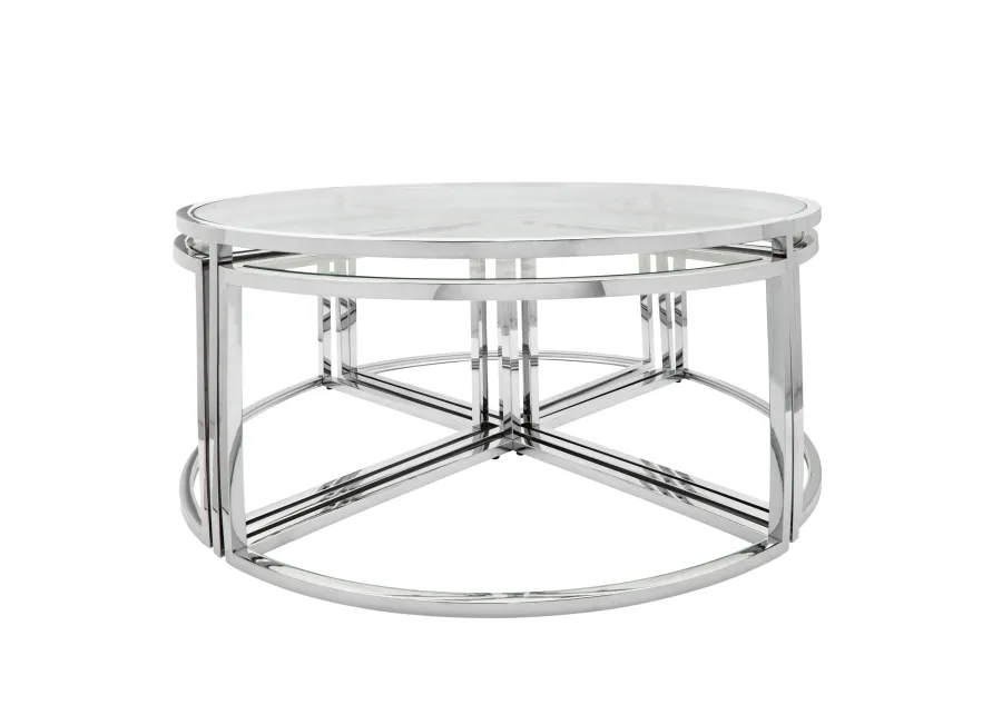 Metal Pull Out Coffee Table, Silver