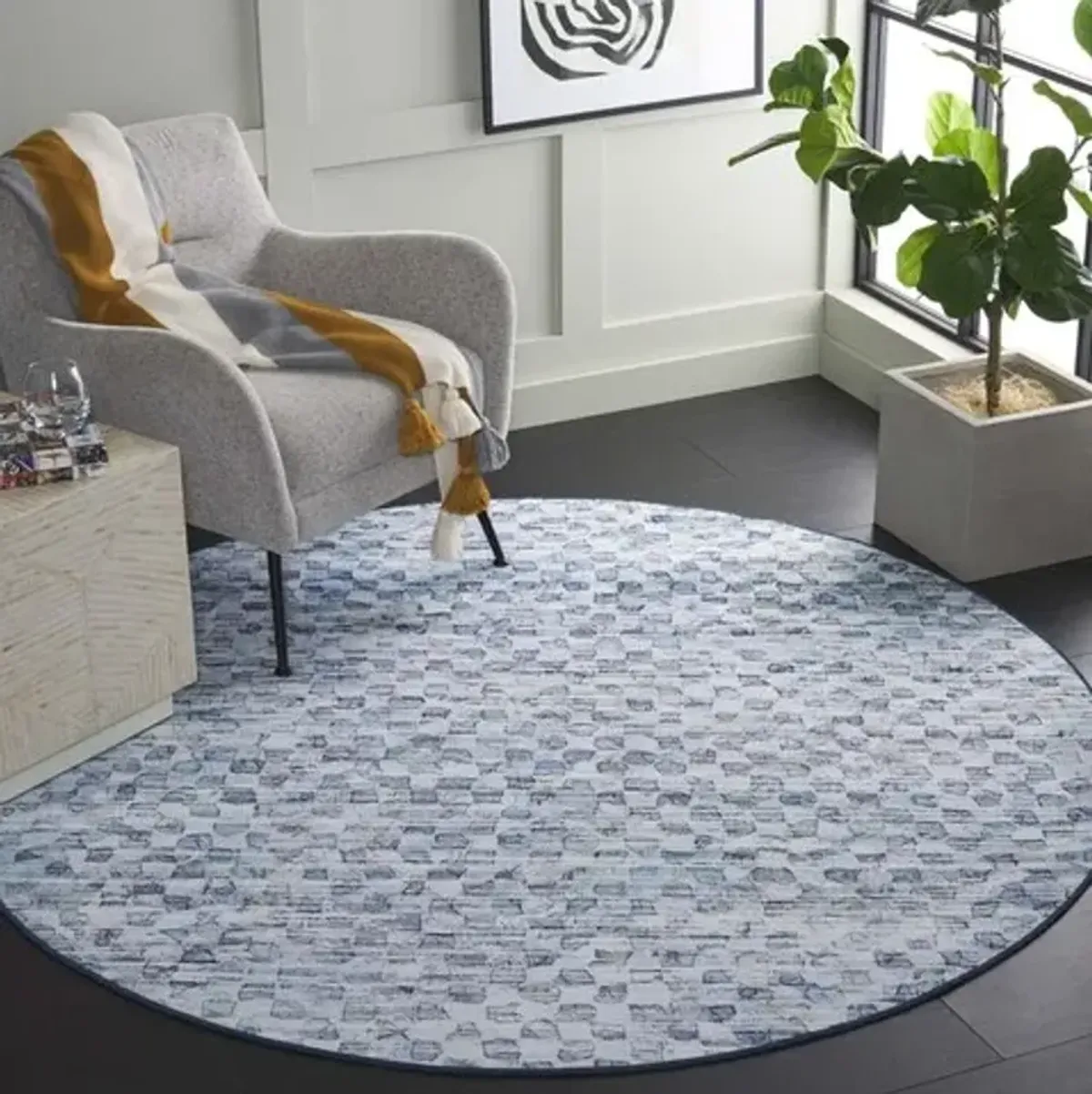 TACOMA 917 Blue  6' X 6' Round Round Rug