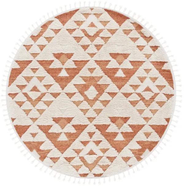 MOROCCAN TASSEL SHAG 688 IVORY  6'-7' x 6'-7' Round Round Rug