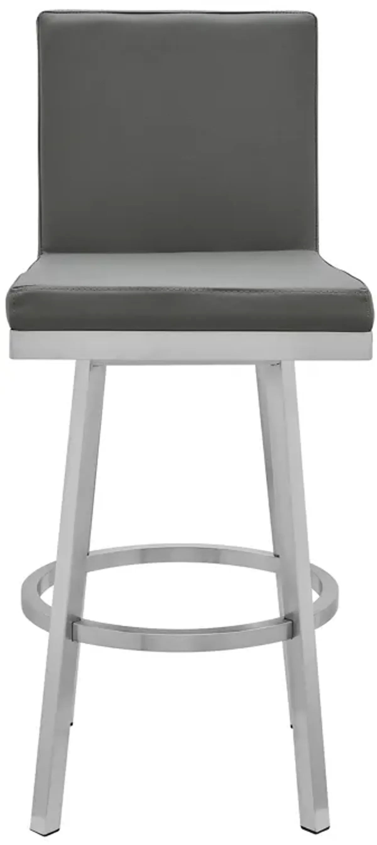 Gem Swivel Modern Metal and Gray Faux Leather Bar and Counter Stool