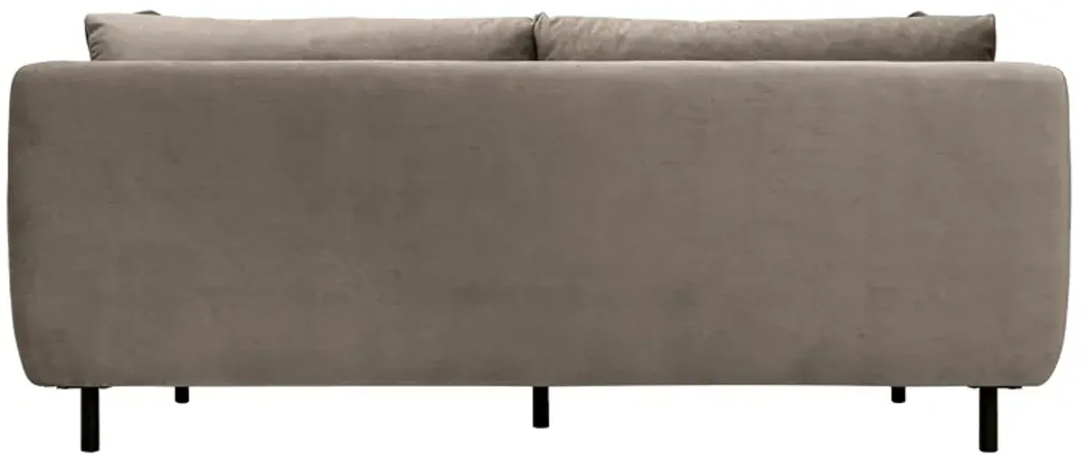 Serenity 79" Fossil Gray Velvet Sofa with Black Metal Legs