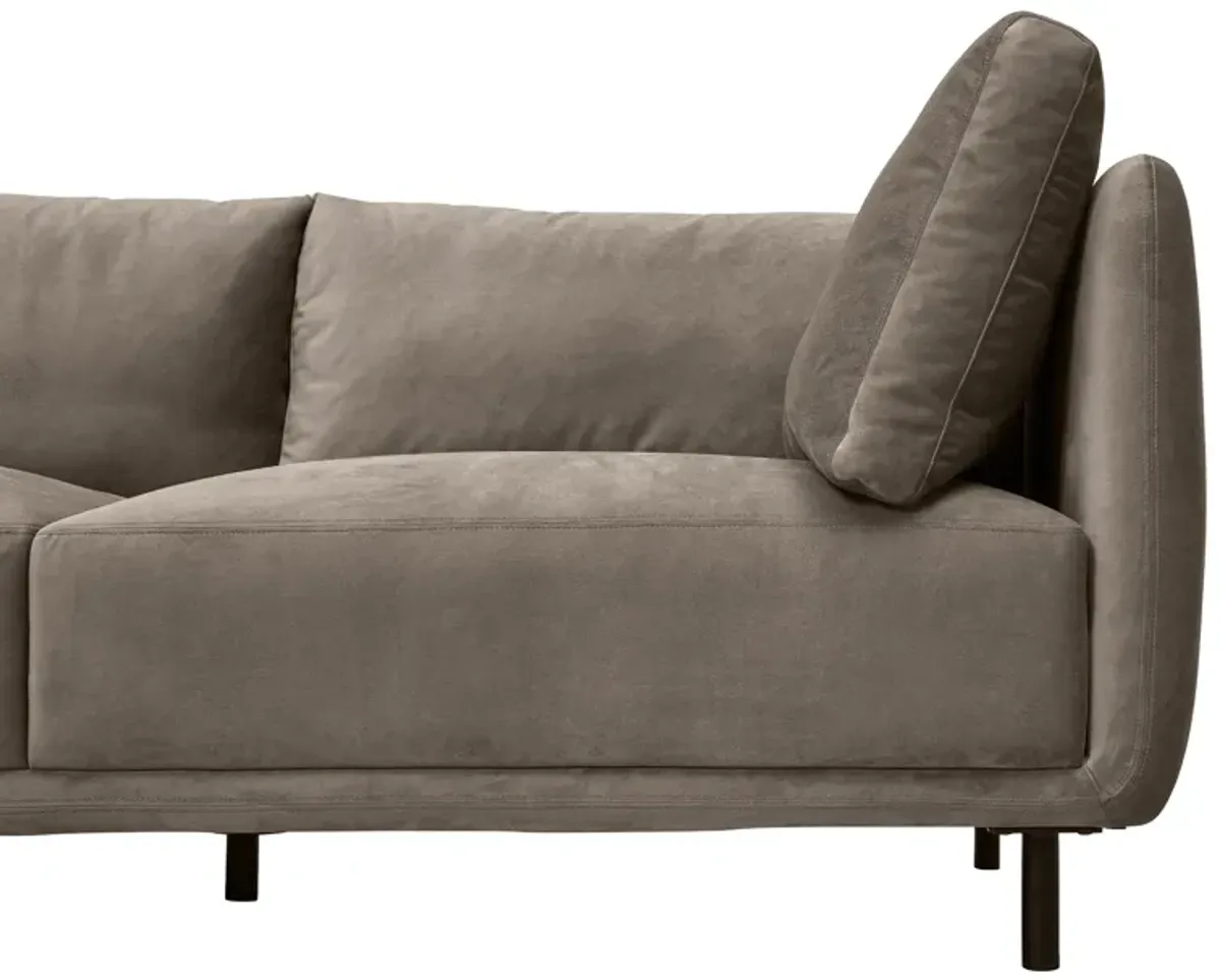 Serenity 79" Fossil Gray Velvet Sofa with Black Metal Legs