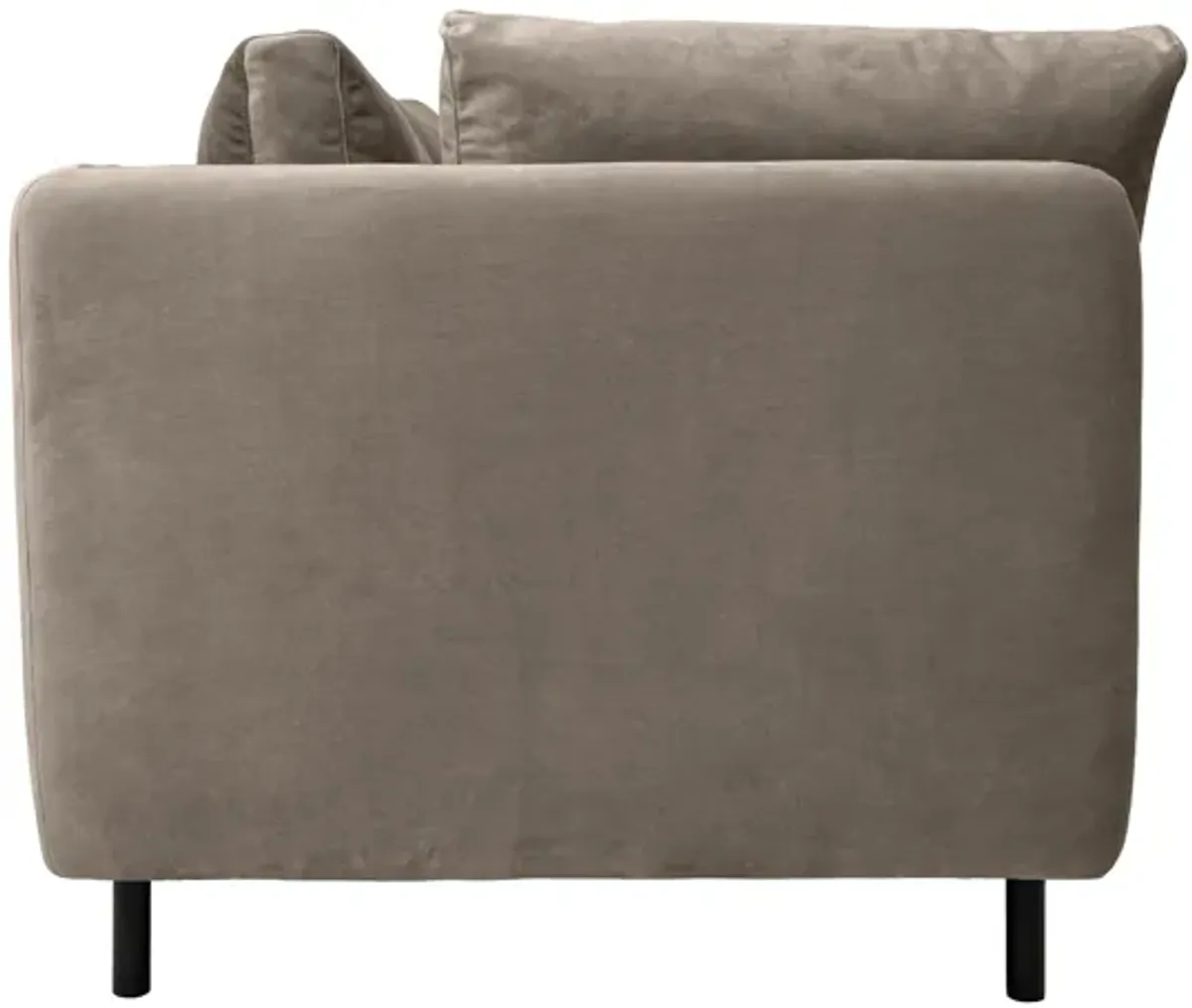 Serenity 79" Fossil Gray Velvet Sofa with Black Metal Legs