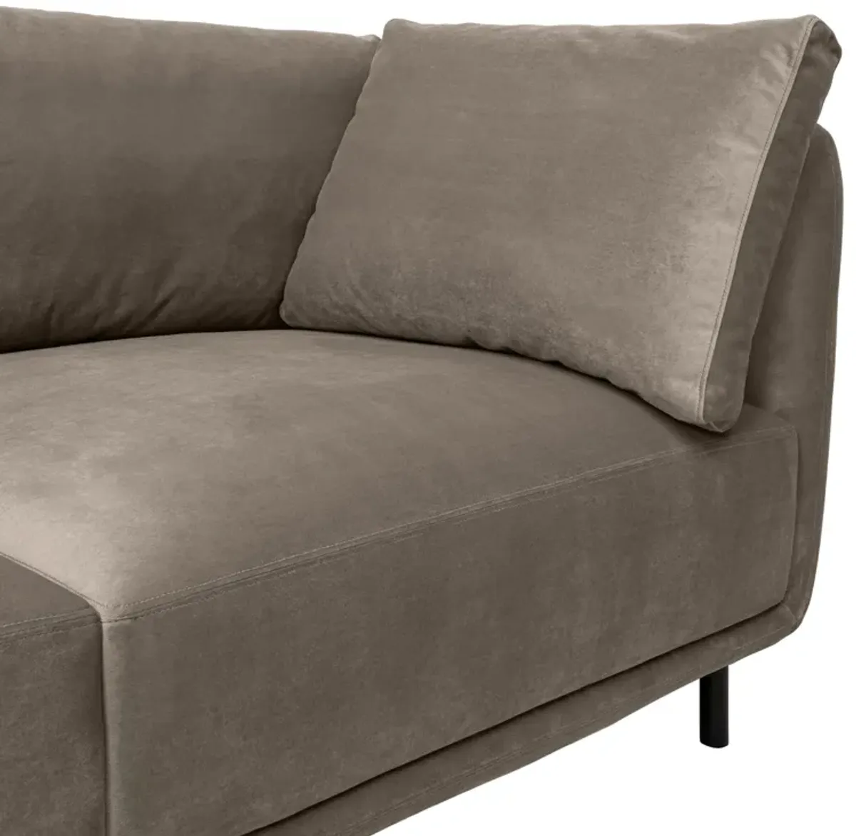 Serenity 79" Fossil Gray Velvet Sofa with Black Metal Legs