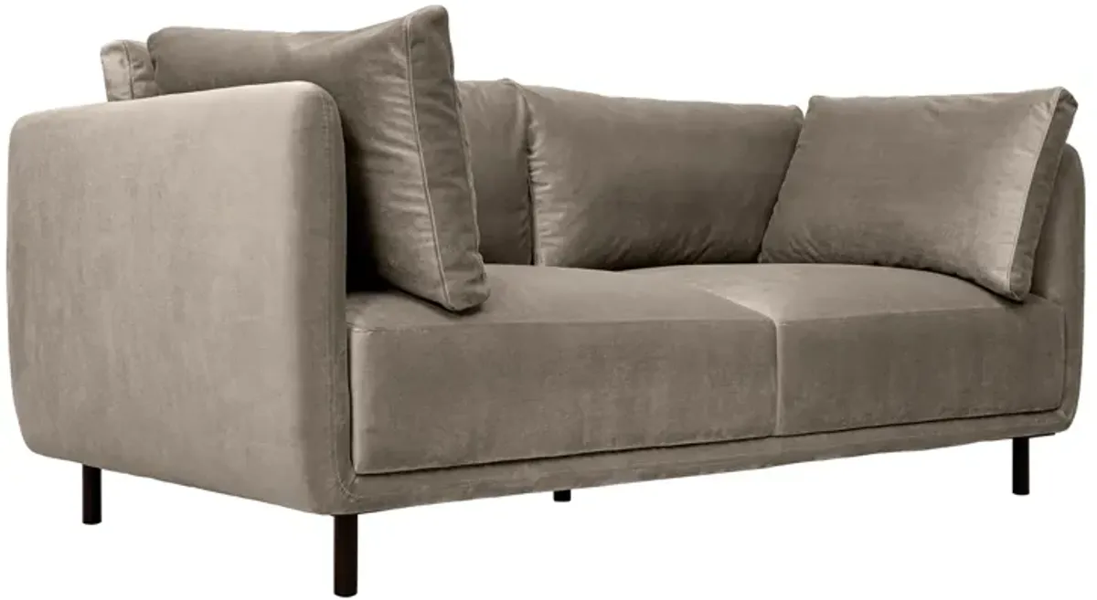 Serenity 79" Fossil Gray Velvet Sofa with Black Metal Legs