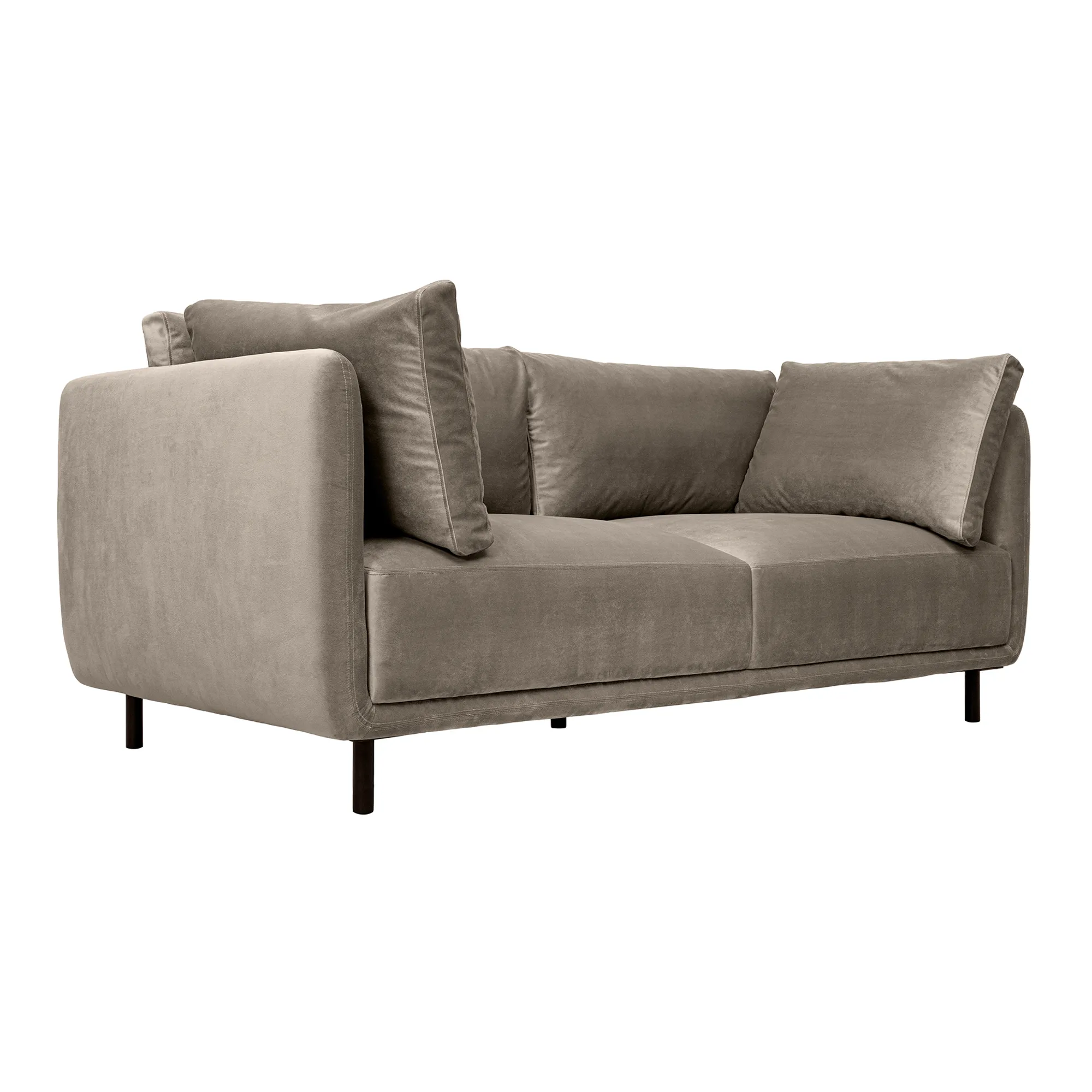 Serenity 79" Fossil Gray Velvet Sofa with Black Metal Legs