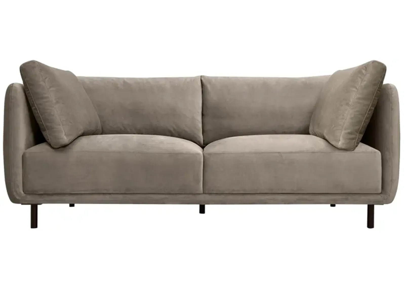 Serenity 79" Fossil Gray Velvet Sofa with Black Metal Legs