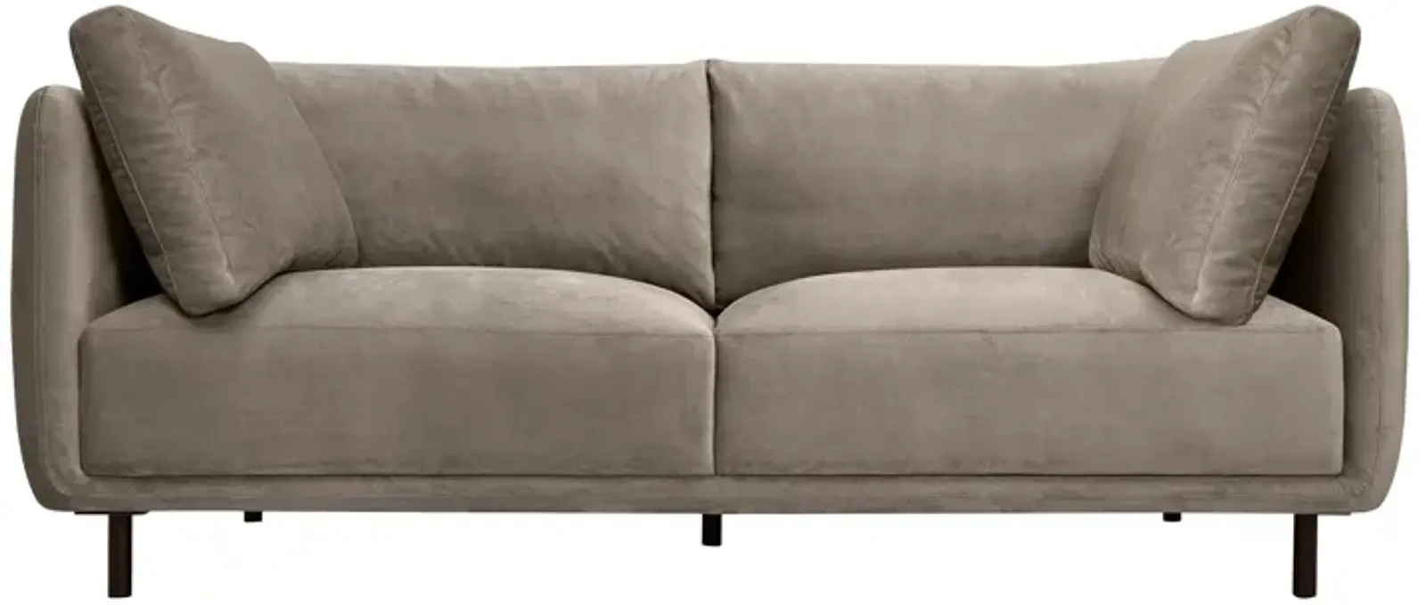 Serenity 79" Fossil Gray Velvet Sofa with Black Metal Legs