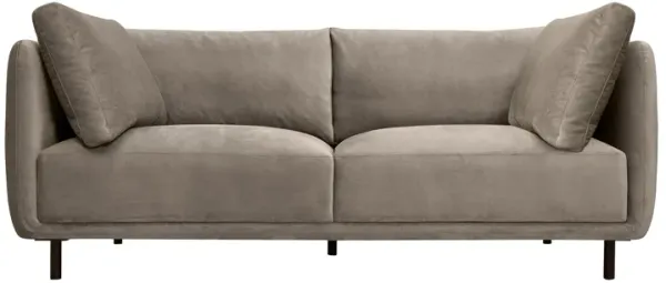 Serenity 79" Fossil Gray Velvet Sofa With Black Metal Legs