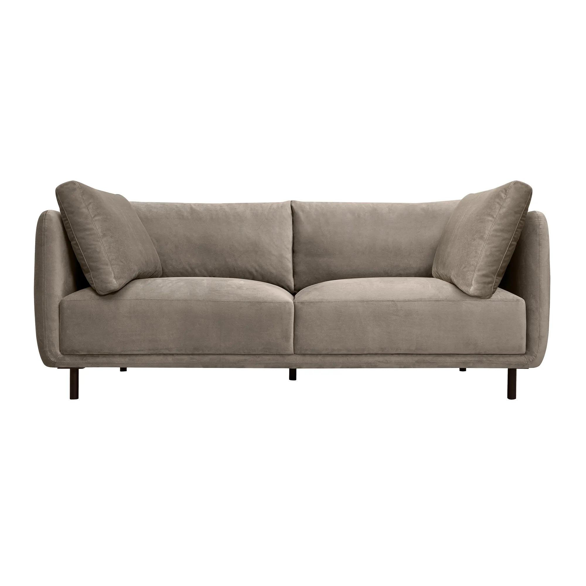 Serenity 79" Fossil Gray Velvet Sofa with Black Metal Legs