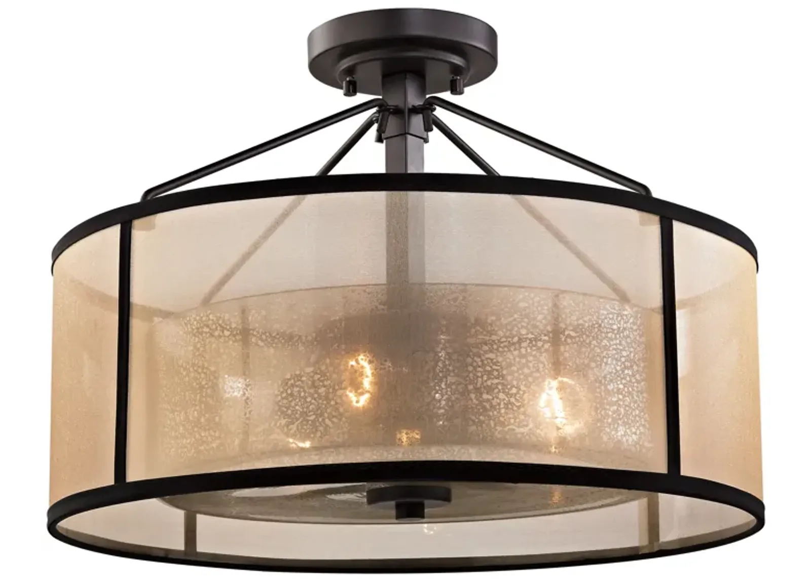 Diffusion 18" Wide 3-Light Semi Flush Mount - Oil Rubbed Bronze