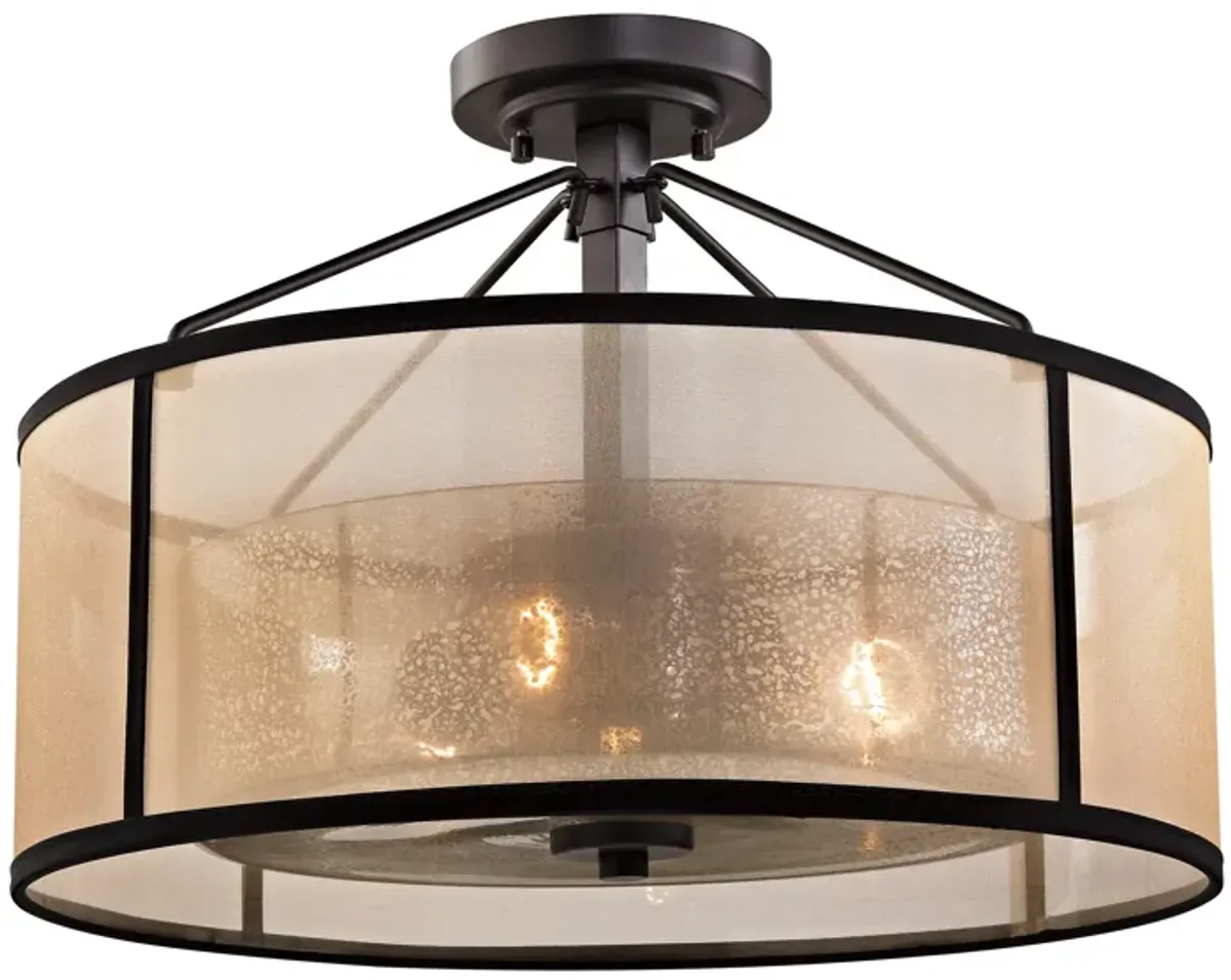 Diffusion 18" Wide 3-Light Semi Flush Mount - Oil Rubbed Bronze