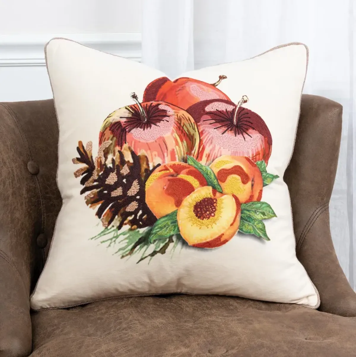 Fruit And Pinecones Red Pillow