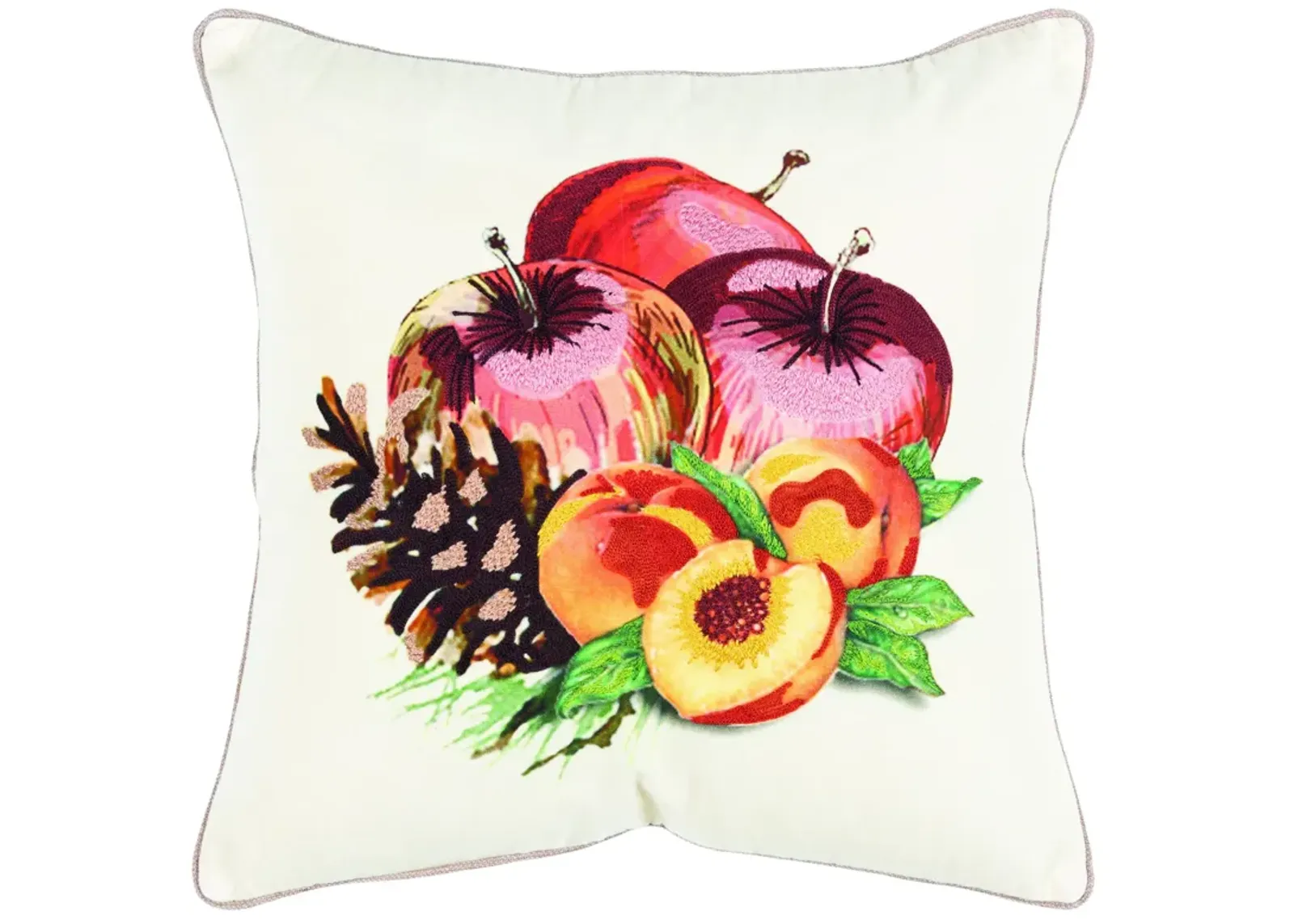 Fruit And Pinecones Red Pillow