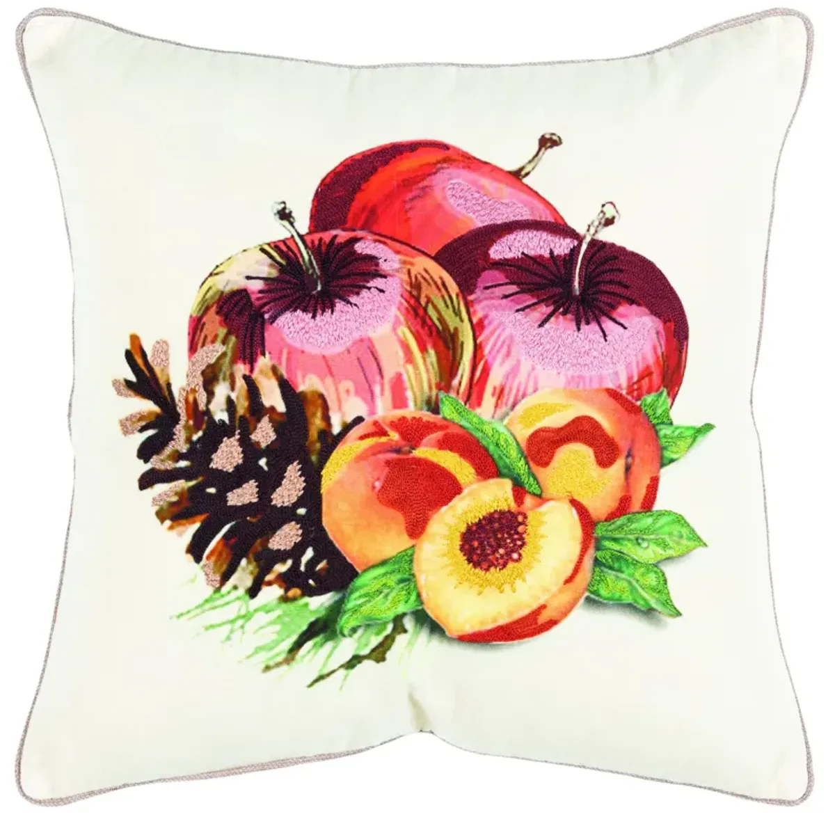 Fruit And Pinecones Red Pillow