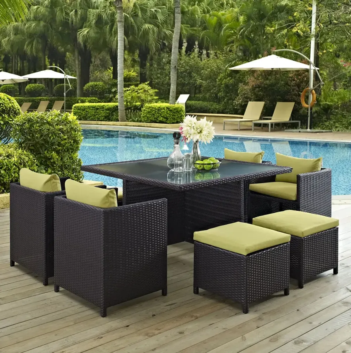 Inverse 9 Piece Outdoor Patio Dining Set