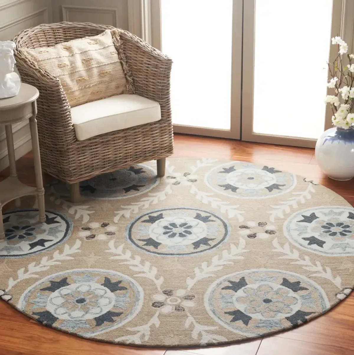 JARDIN 755 BEIGE  6' x 6' Round Round Rug